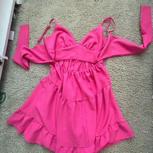 SHEIN Pink Backless Dress